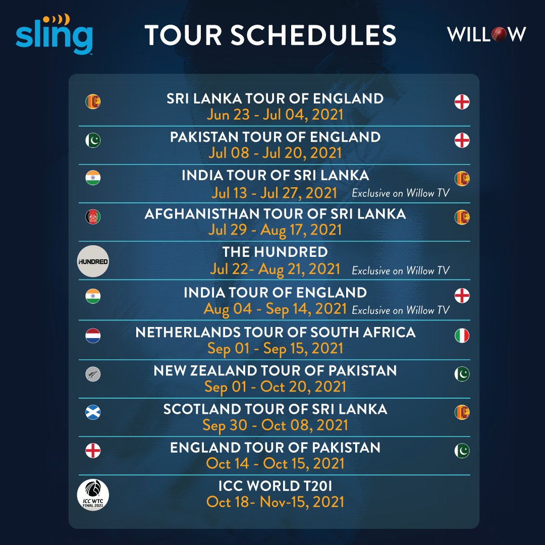 Stream Live Cricket on Willow TV With SLING