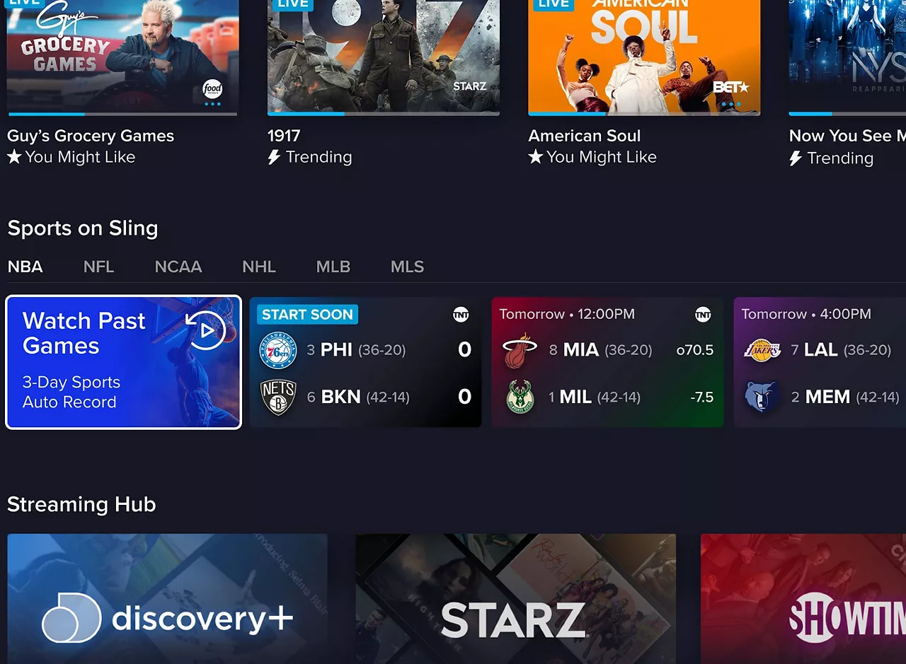 An image featuring the Sling UI with the Auto Record feature