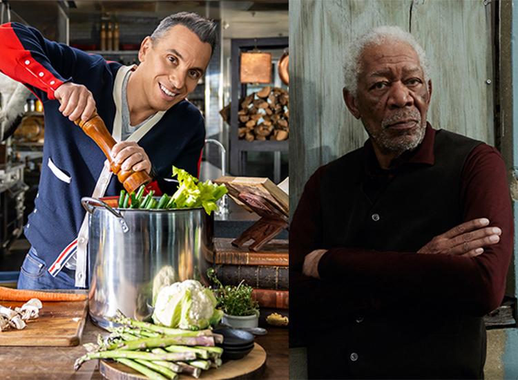 Images from 'Well Done with Sebastian Maniscalco' and 'Great Escapes With Morgan Freeman'