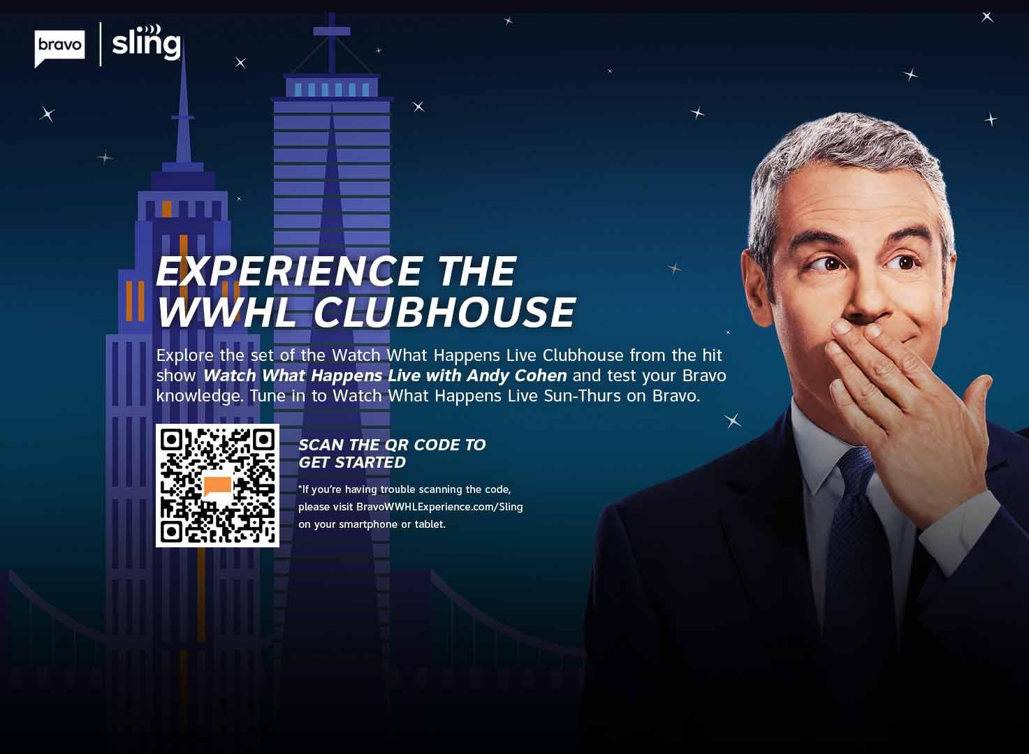 Promotional art for the 'Watch What Happens Live With Andy Cohen' AR experience