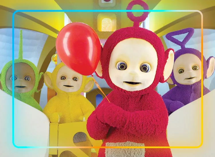 An image of 'Teletubbies' with Sling branding elements