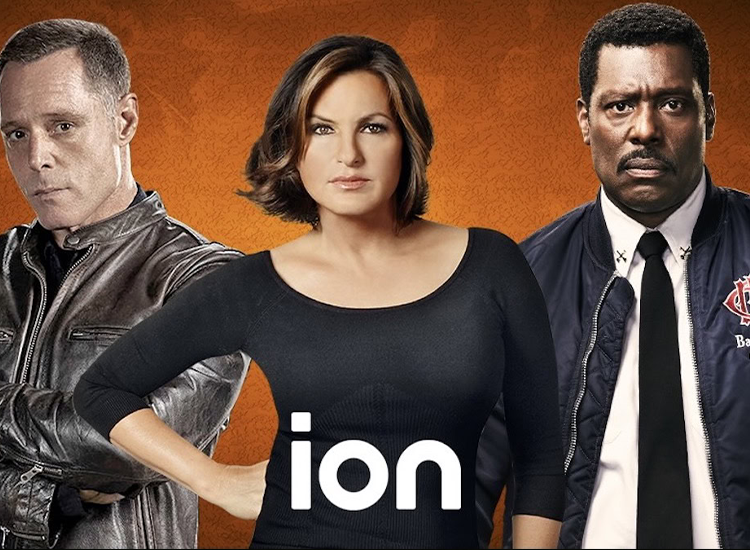 Key art for iON on Sling Freestream featuring characters from One Chicago and Law & Order: SVU