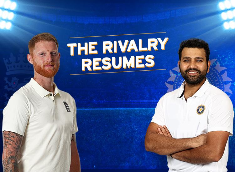 Key art of two cricket players facing each other with the words "The Rivalry Resumes" written between them