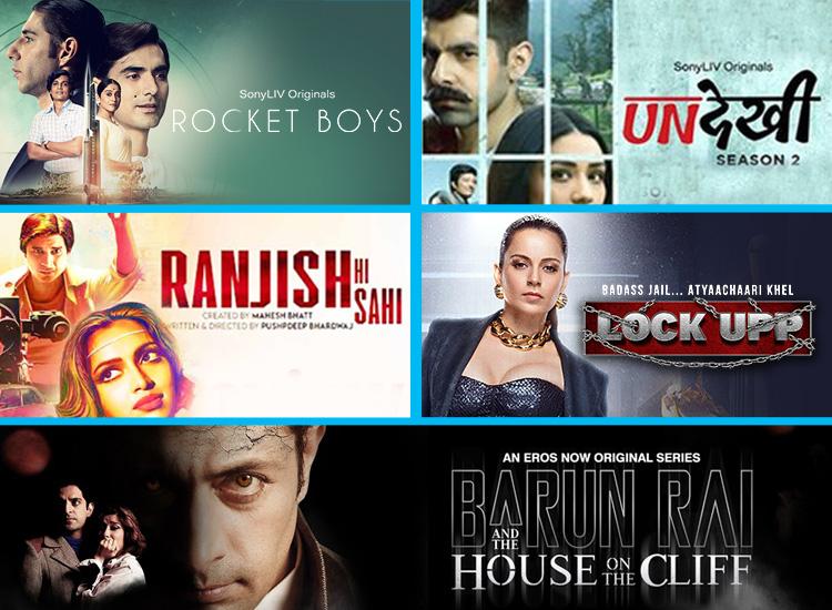 A collage of images from new shows on Sling TV Desi