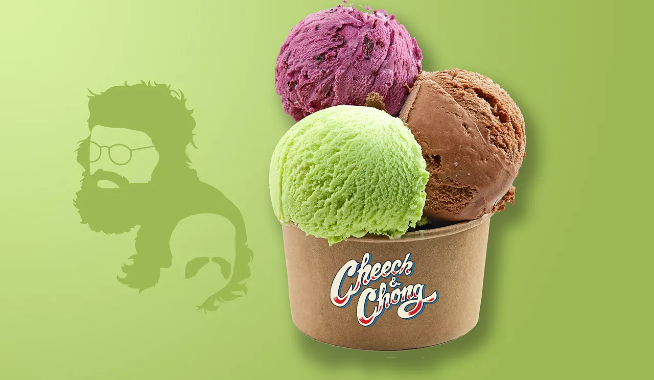 Ice Cream scoops with Cheech and Chong branding