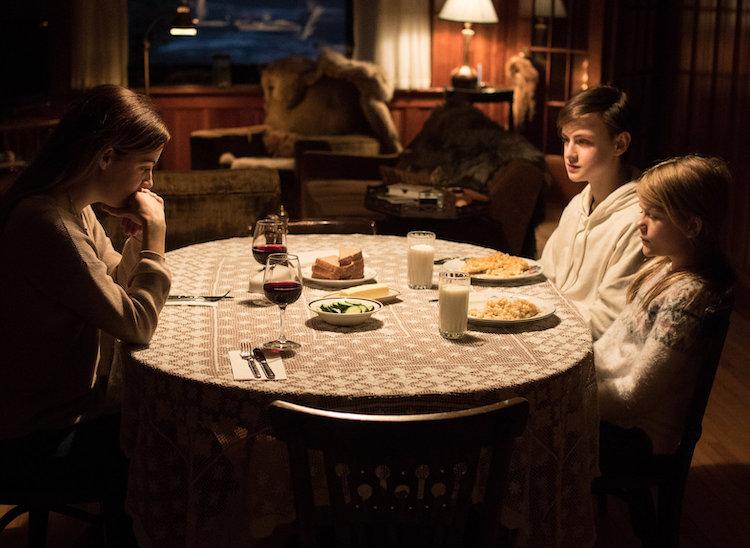 Jaeden Martell, Lia McHugh, and Riley Keough in 'The Lodge'