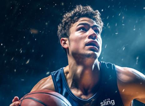 Promotional art for College Basketball on Sling TV