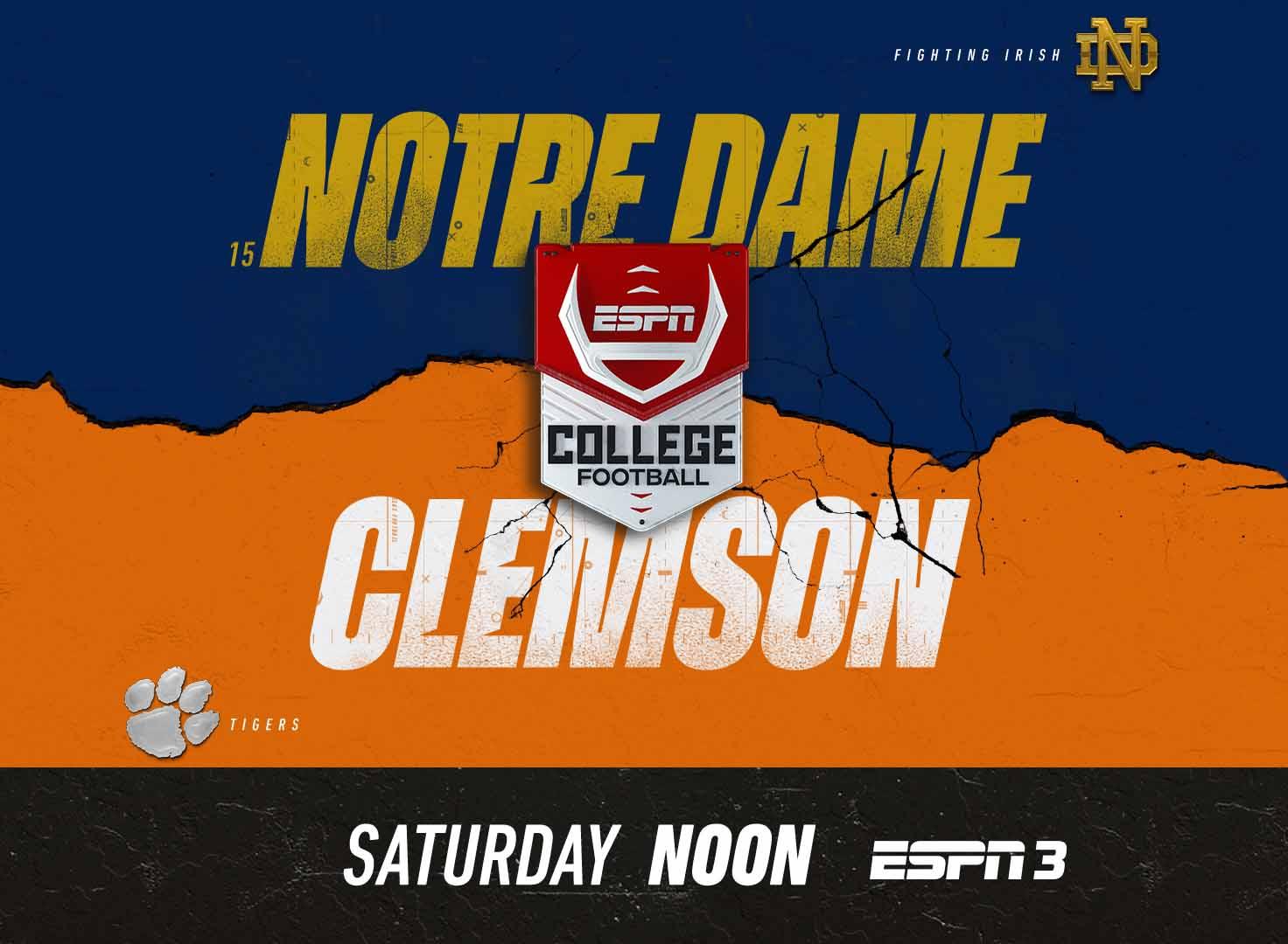 Promotional art for Notre Dame Clemson on ESPN