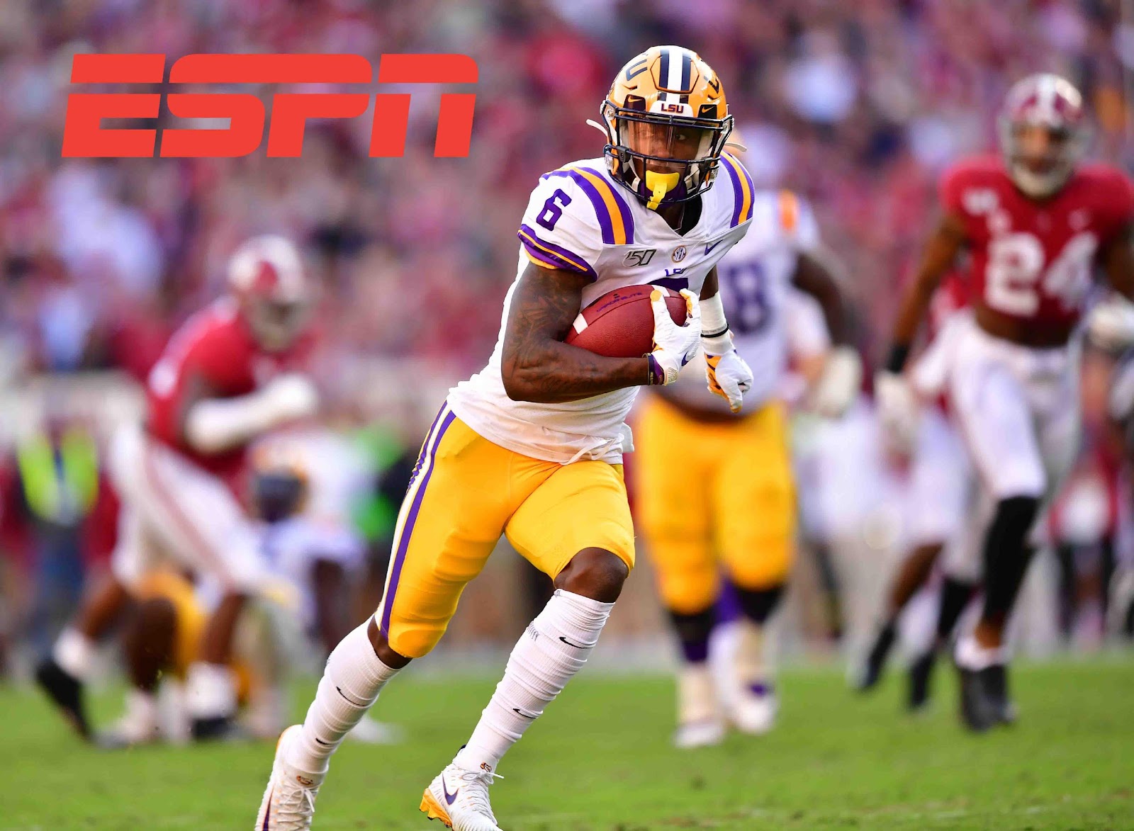 Promotional art with an LSU player provided by ESPN