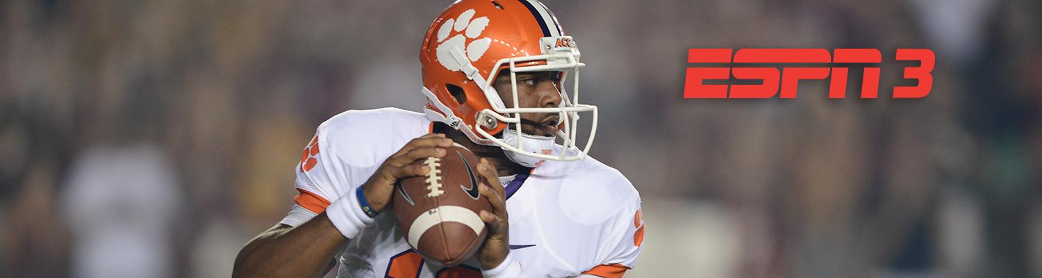 A Clemson player with the ESPN 3 logo