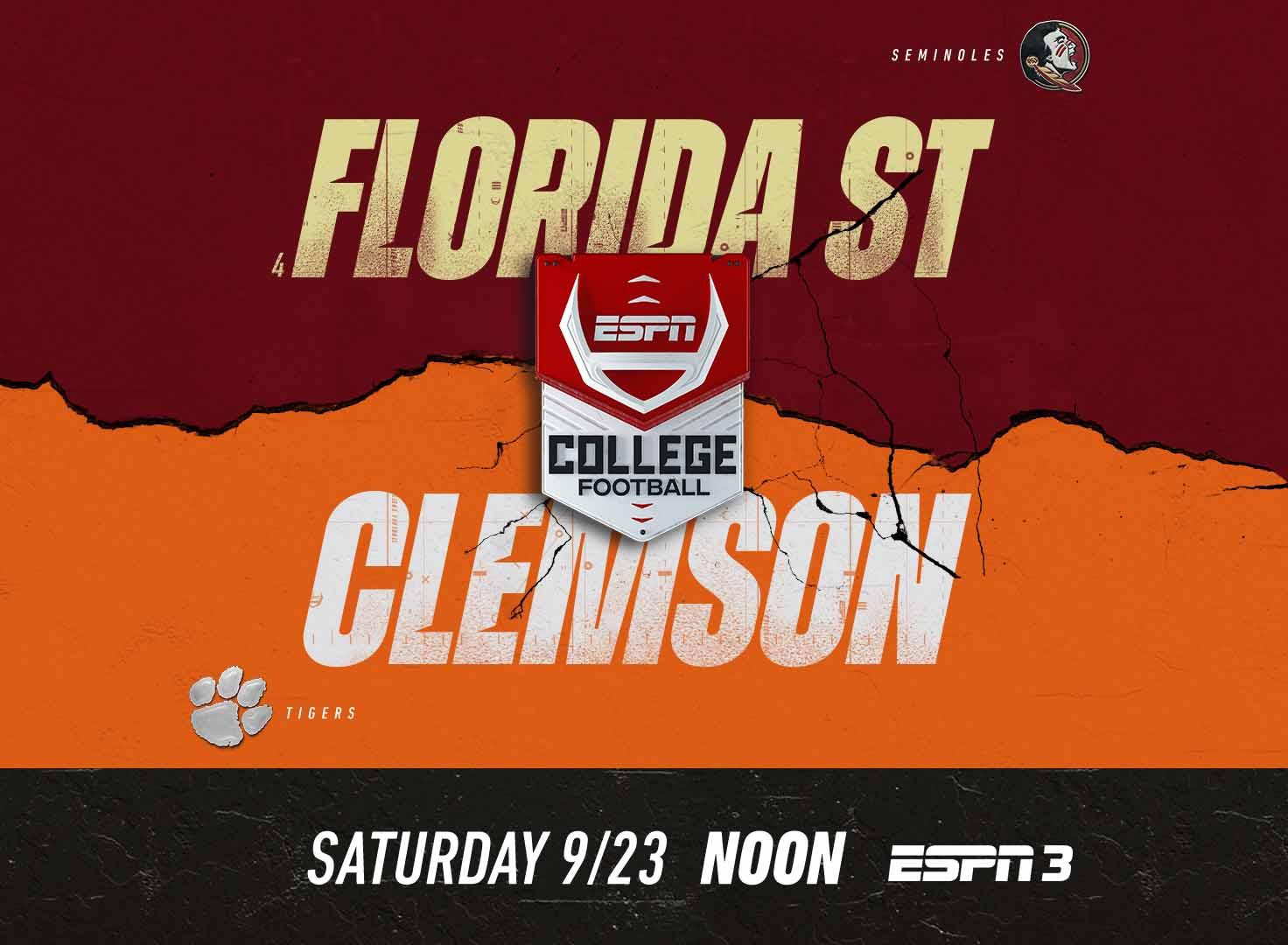 Promotional art for FSU-Clemson on ESPN