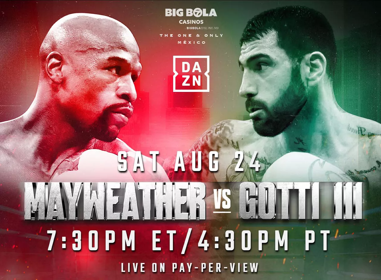 Promotional art for Mayweather-Gotti 2 on PPV