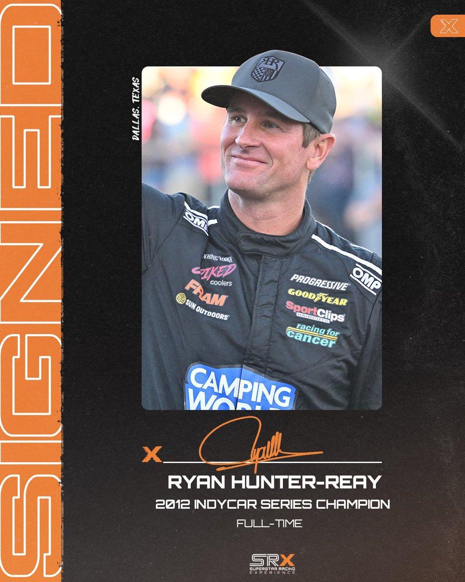 Headshot of Ryan Hunter-Reay with the words "2012 IndyCar Series Champion - Full-Time" underneath the image.