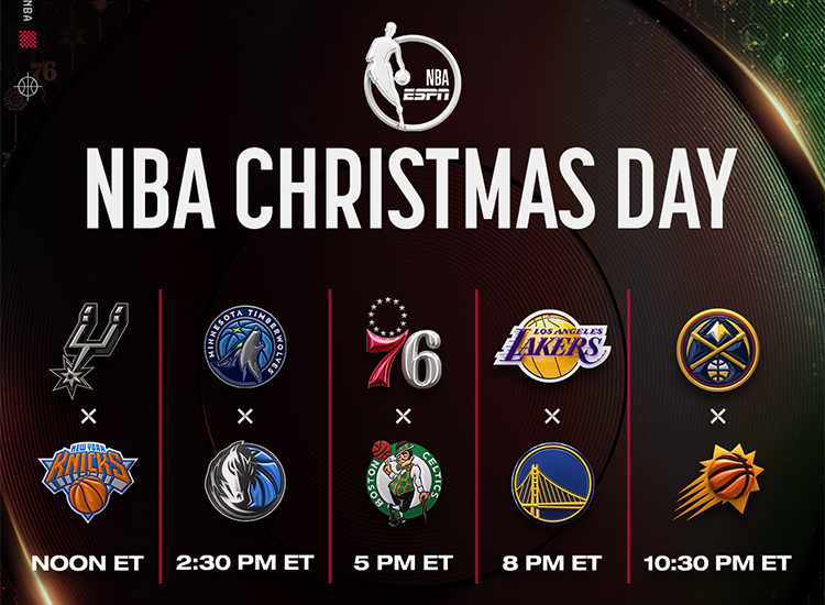 Art with the matchups of NBA Christmas games on ABC/ ESPN3