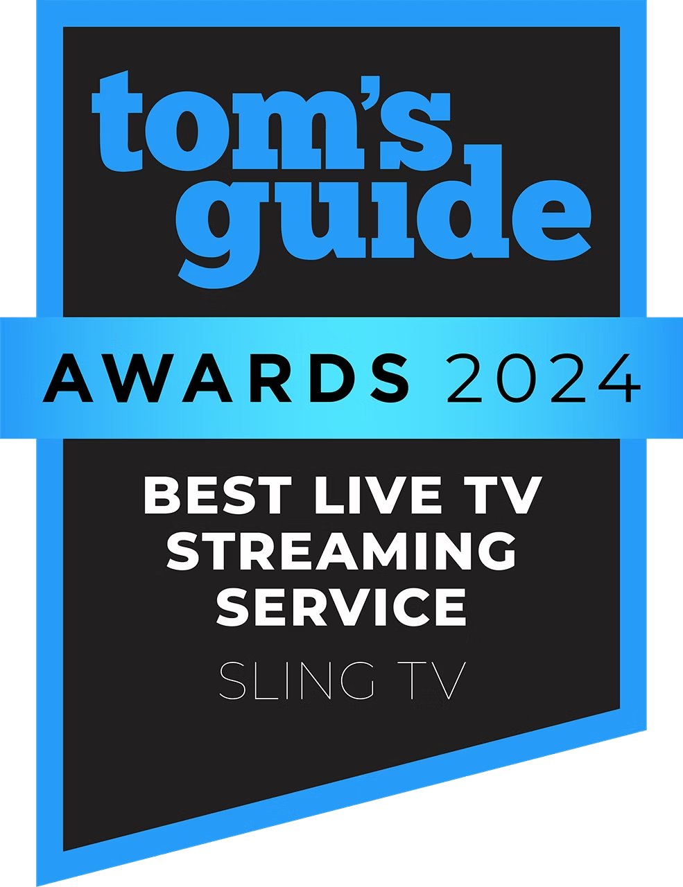 Toms Guide badge for Sling TV - 2023 best live TV streaming service