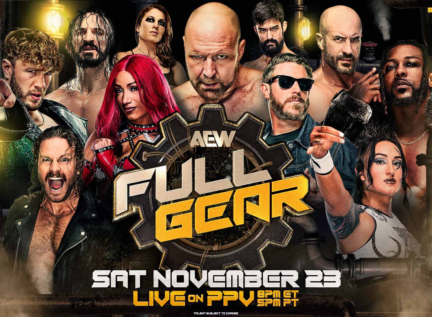 Art for AEW: Full Gear featuring AEW wrestlers.