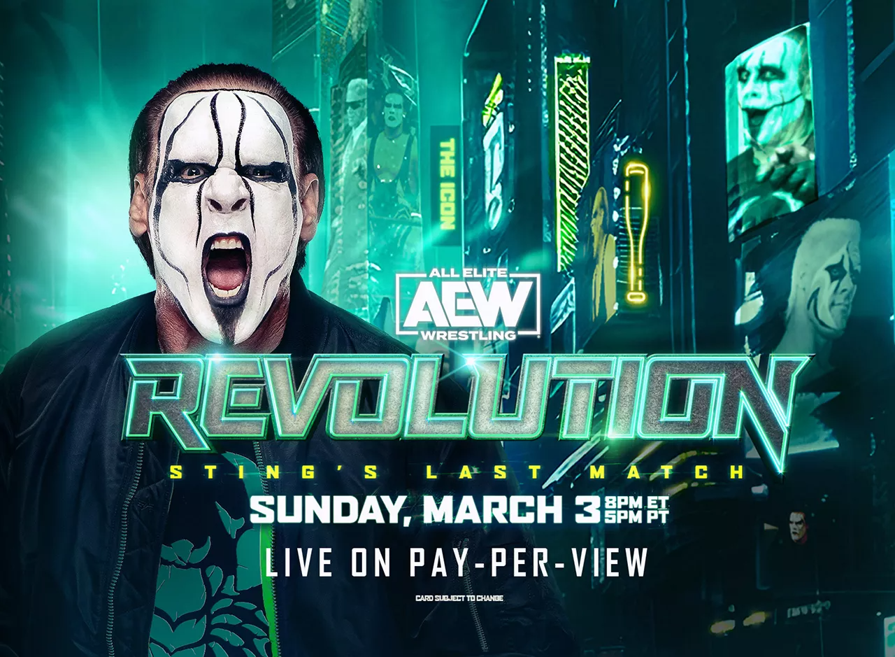 AEW Revolution art with Sting